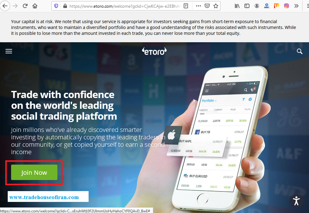 صفحه اصلی بروکر etoro