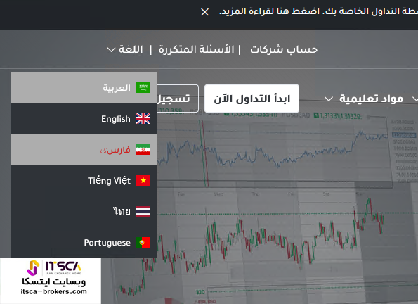 تغییر زبان اینگات بروکرز