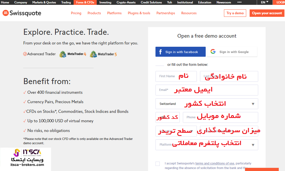 ثبت نام در بروکر سوئیس کوت (3)