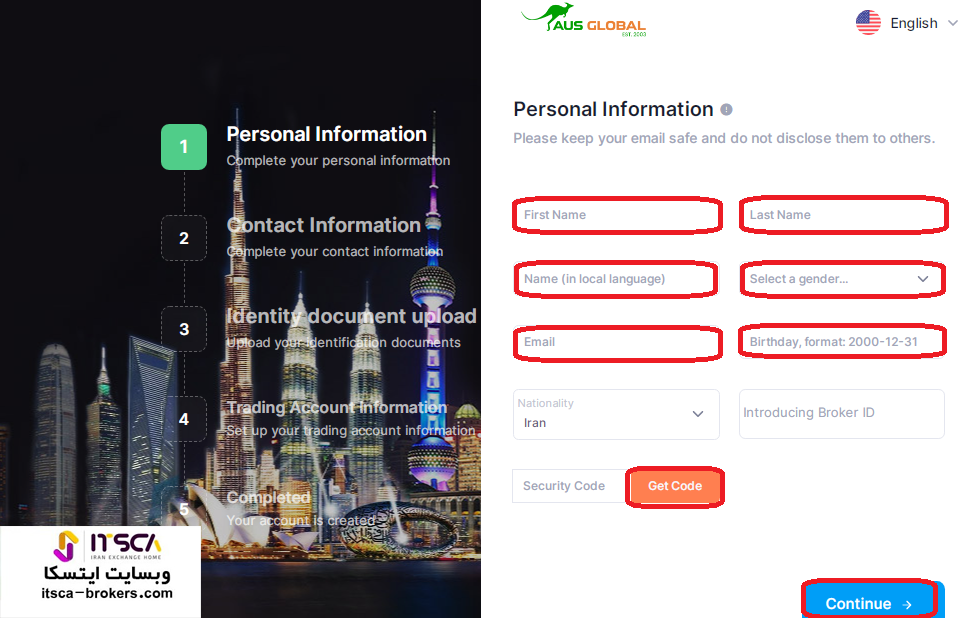 ثبت نام در بروکر ای یو اس گلوبال AUS Global (1)