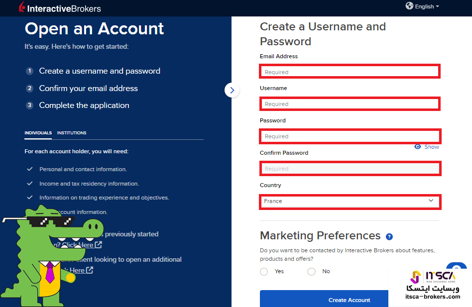 ثبت نام Interactive Brokers