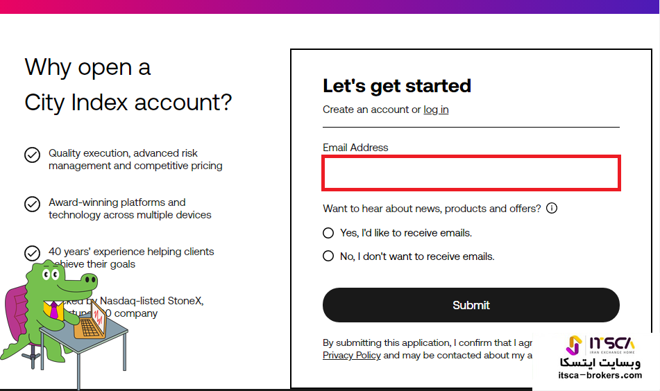 ثبت نام بروکر سیتی ایندکس