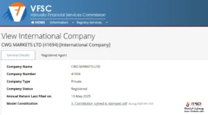 رگوله VFSC وانواتو بروکر CWG Markets